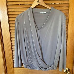 M.M. LaFleur medium gray long sleeved blouse